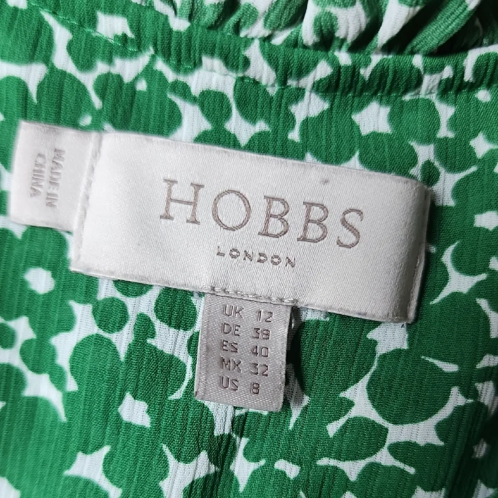 HOBBS LONDON | Elegant Green White Ditsy Floral Women's Mini Ruffle Dress | US 8 - Picture 8 of 12